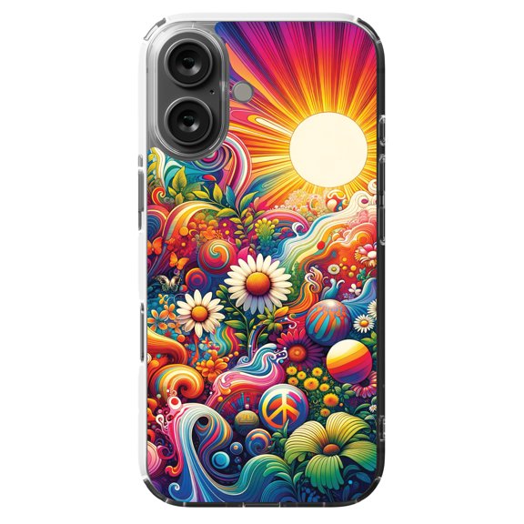 DistinctInk MagSafe Clear Case for Apple iPhone 16 (6.1" Screen) - Psychedelic Harmony Print - Slim Profile Design