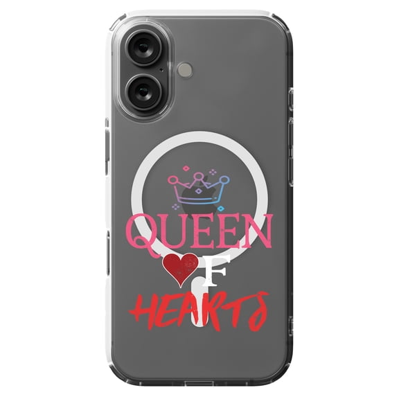 DistinctInk Hybrid Case for iPhone 16 - Slim, Durable, Compatible with MagSafe Charging - Queen Of Hearts