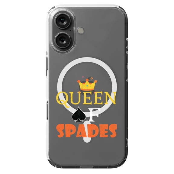 DistinctInk Hybrid Case for iPhone 16 - Slim, Durable, Compatible with MagSafe Charging - Queen Of Spades