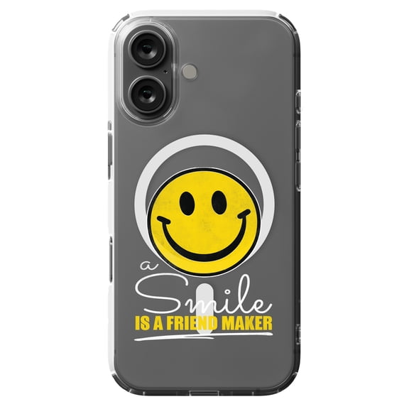 DistinctInk Hybrid Case for iPhone 16 - Slim, Durable, Compatible with MagSafe Charging - Smile Friendship Maker