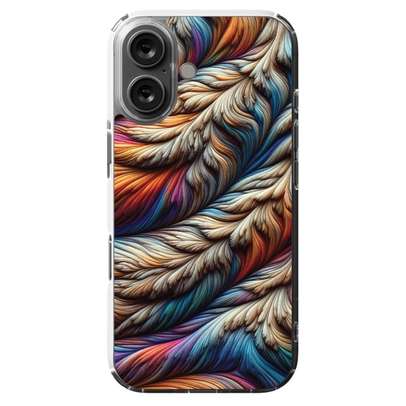 DistinctInk MagSafe Clear Case for Apple iPhone 16 (6.1" Screen) - Spectrum Flow Wallpaper Abstract - Tempered Glass Back