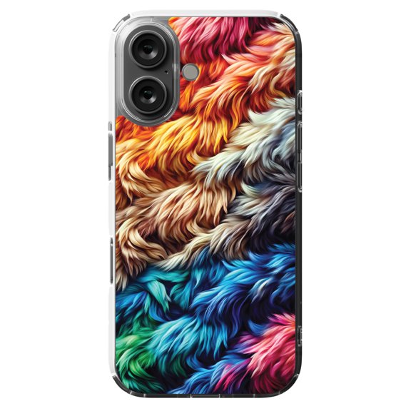DistinctInk MagSafe Clear Case for Apple iPhone 16 (6.1" Screen) - Spectrum Plush Wool Tapestry - Wireless Charging Compatible
