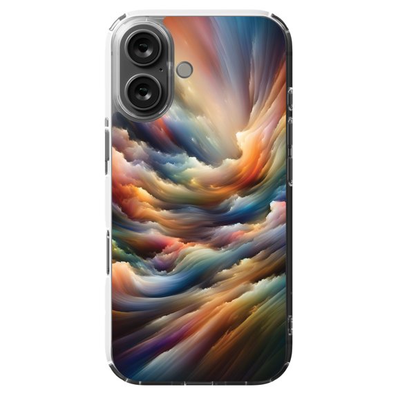 DistinctInk Hybrid Case for iPhone 16 - Slim, Durable, Compatible with MagSafe Charging - Spectrum Whorl: Virtual Artprint