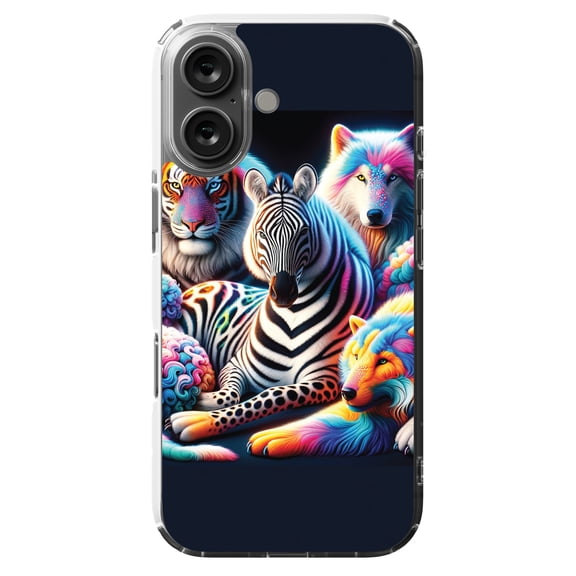 DistinctInk MagSafe Clear Case for Apple iPhone 16 (6.1" Screen) - Spectrum Wildlife Fantasy Wallpaper - Tempered Glass Back