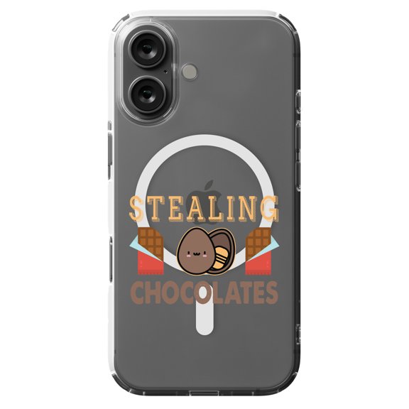 DistinctInk Hybrid Case for iPhone 16 - Slim, Durable, Compatible with MagSafe Charging - Stealing Chocolates