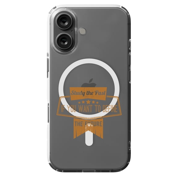 DistinctInk MagSafe Clear Case for Apple iPhone 16 (6.1" Screen) - Study Past If Want Define Future - Lightweight Grip