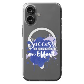 DistinctInk MagSafe Clear Case for Apple iPhone 16 (6.1" Screen) - Success Dependent On Effort - Lightweight Grip