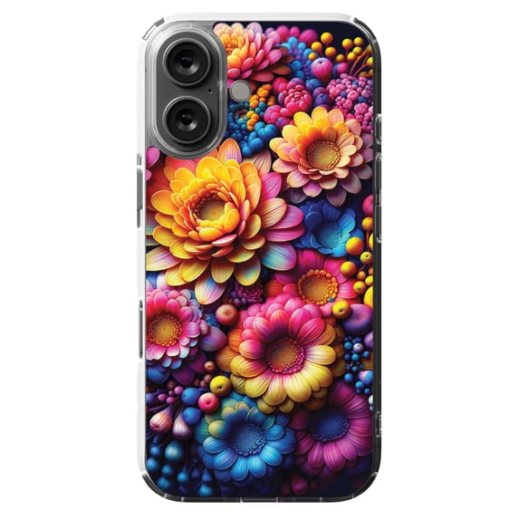 DistinctInk MagSafe Clear Case for Apple iPhone 16 (6.1" Screen) - Vibrant Bloom Abstract Canvas - Slim Profile Design