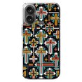thumbnail image 1 of DistinctInk Hybrid Case for iPhone 16 - Slim, Durable, Compatible with MagSafe Charging - Vibrant Christian Crosses: Minimalist Repeating Pattern, 1 of 3