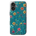 thumbnail image 1 of DistinctInk Hybrid Case for iPhone 16 - Slim, Durable, Compatible with MagSafe Charging - Vibrant Spring Blossoms on Teal Background, 1 of 3