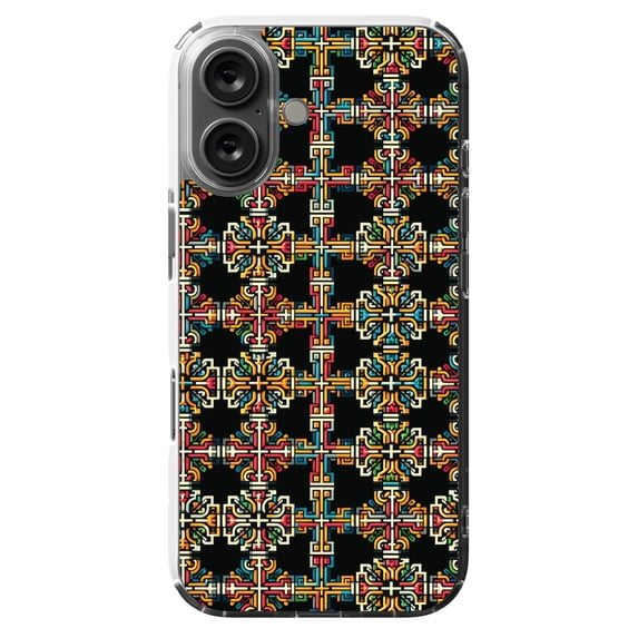 DistinctInk MagSafe Clear Case for Apple iPhone 16 (6.1" Screen) - Vivid Contrast: Modern Crosses with Minimalism - Shockproof Protection