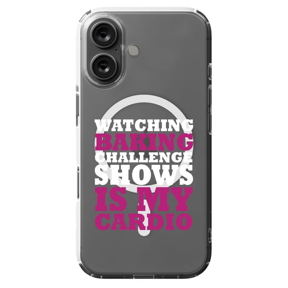 DistinctInk MagSafe Clear Case for Apple iPhone 16 (6.1" Screen) - Watching Baking Shows is My Cardio - Shockproof Protection