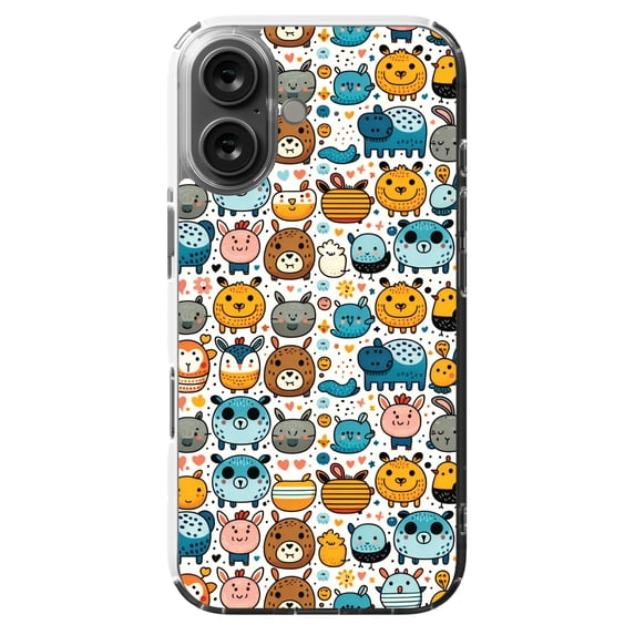 DistinctInk Hybrid Case for iPhone 16 - Slim, Durable, Compatible with MagSafe Charging - Whimsical Wildlife: A Playful Animal Pattern