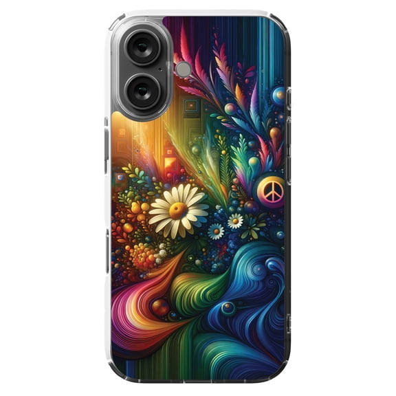 DistinctInk MagSafe Clear Case for Apple iPhone 16 (6.1" Screen) - Wild Harmony Vibrant Art Print - Wireless Charging Compatible