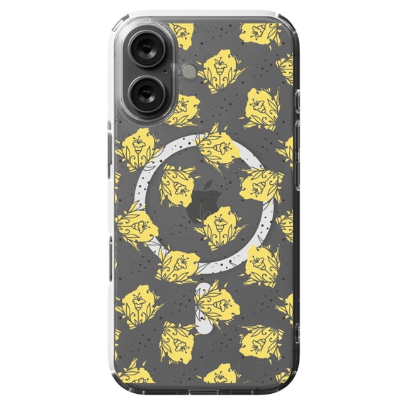 DistinctInk MagSafe Clear Case for Apple iPhone 16 (6.1" Screen) - Wildflower Yellow Graffiti - Slim Profile Design