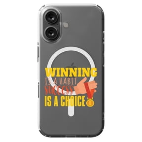 DistinctInk MagSafe Clear Case for Apple iPhone 16 (6.1" Screen) - Winning A Habit Success A Choice - Raised Bezel Screen Guard