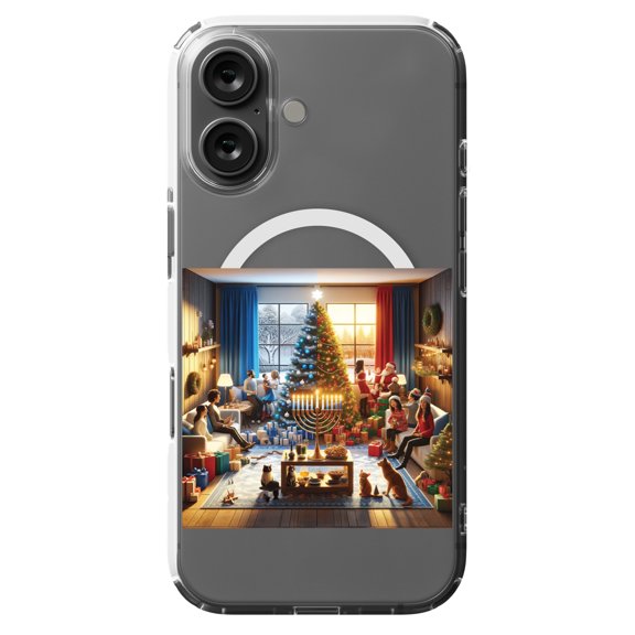 DistinctInk Hybrid Case for iPhone 16 - Slim, Durable, Compatible with MagSafe Charging - Winter Holiday Harmony