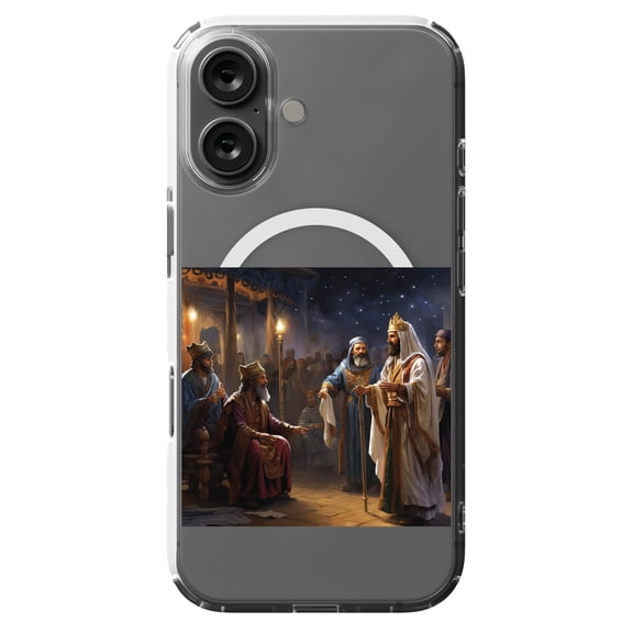 DistinctInk MagSafe Clear Case for Apple iPhone 16 (6.1" Screen) - Wise Men Seek the King: Matthew 2:2 - Shockproof Protection
