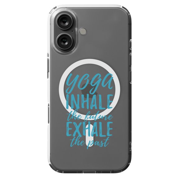 DistinctInk MagSafe Clear Case for Apple iPhone 16 (6.1" Screen) - Yoga Inhale the Future Exhale the Past - Slim Profile Design