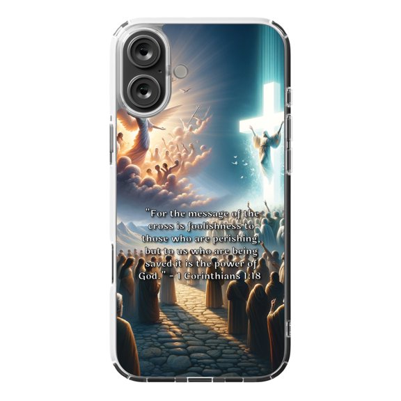 DistinctInk MagSafe Clear Case for Apple iPhone 16 Plus (6.7" Screen) - Foolishness to the Perishing, Power to the Saved: 1 Corinthians 1:18 - Lightweight Grip
