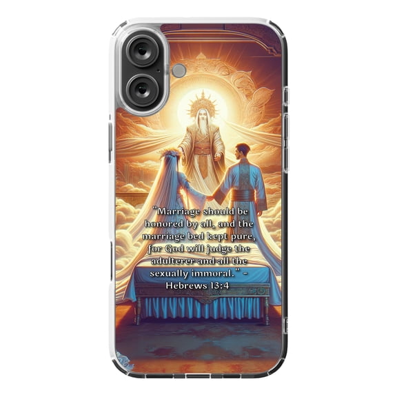 DistinctInk Hybrid Case for iPhone 16 PLUS - Slim, Durable, Compatible with MagSafe Charging - "Honoring Marriage: Hebrews 13:4 Emphasizes Purity and Accountability"