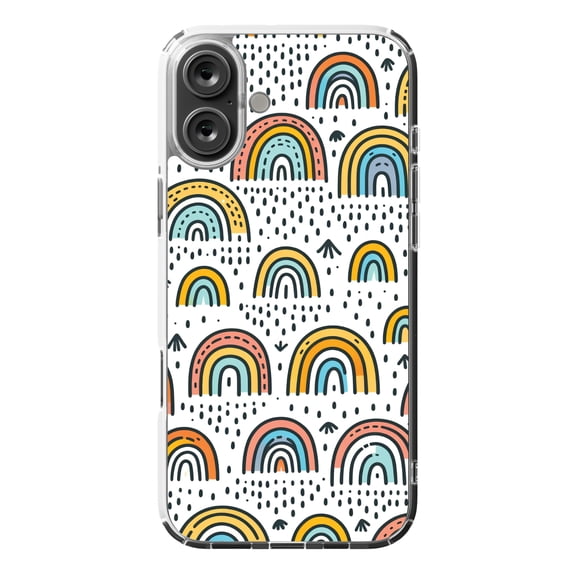 DistinctInk MagSafe Clear Case for Apple iPhone 16 Plus (6.7" Screen) - Whimsical Harmony: Vibrant, Hand-Drawn Rainbow Patterns - Slim Profile Design