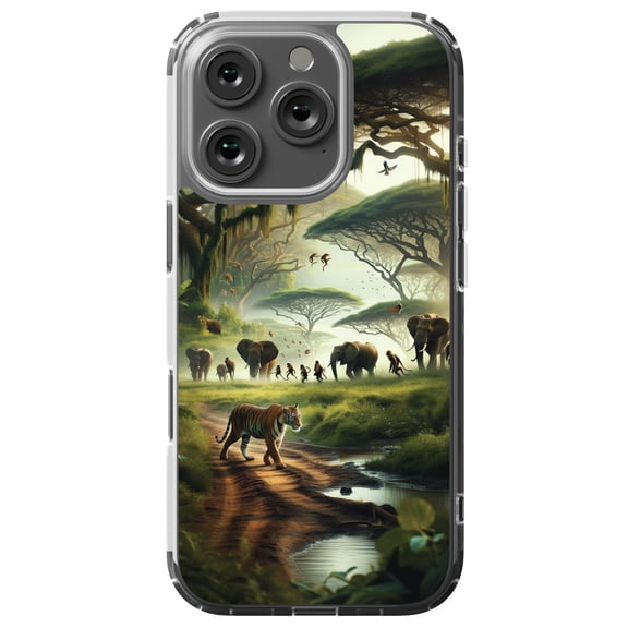 DistinctInk Hybrid Case for iPhone 16 PRO - Slim, Durable, Compatible with MagSafe Charging - Bengal Tiger Reigns Supreme in Vibrant South Asian Jungle