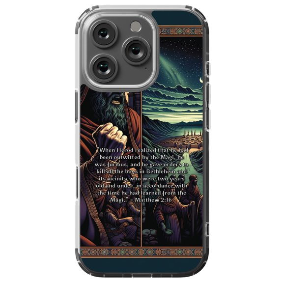 DistinctInk MagSafe Clear Case for Apple iPhone 16 Pro (6.3" Screen) - Matthew 2:16 - Wireless Charging Compatible