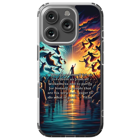 DistinctInk MagSafe Clear Case for Apple iPhone 16 Pro (6.3" Screen) - Redemption and Purification: Titus 2:14 Scripture Reflection - Lightweight Grip