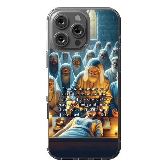 DistinctInk MagSafe Clear Case for Apple iPhone 16 Pro Max (6.9" Screen) - James 5:14 - Shockproof Protection