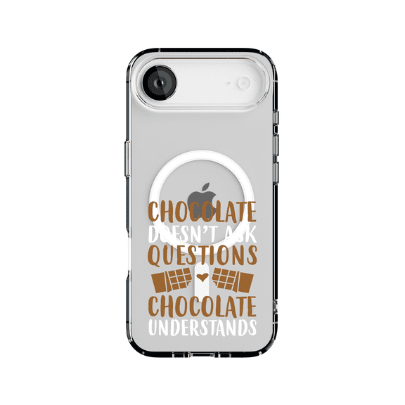 DistinctInk MagSafe Clear Case for Apple iPhone 17 Air (6.6" Screen) - Chocolate Doesn't Ask Questions Understands - Shockproof Protection