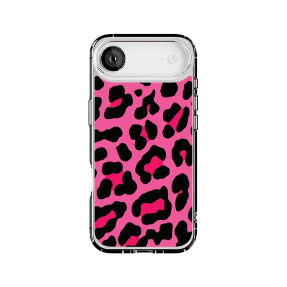 DistinctInk MagSafe Clear Case for Apple iPhone 17 Air (6.6" Screen) - Hot Pink Black Leopard Skin Spots - Wireless Charging Compatible