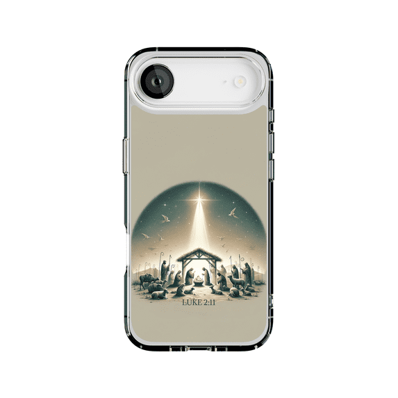 DistinctInk MagSafe Clear Case for Apple iPhone 17 Air (6.6" Screen) - Nativity Scene Savior's Birth Luke 2:11 - Slim Profile Design