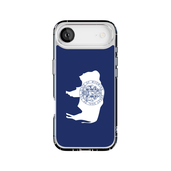 DistinctInk Hybrid Clear Case Compatible with MagSafe for iPhone 17 Air- Wyoming Flag Design Buffalo Seal