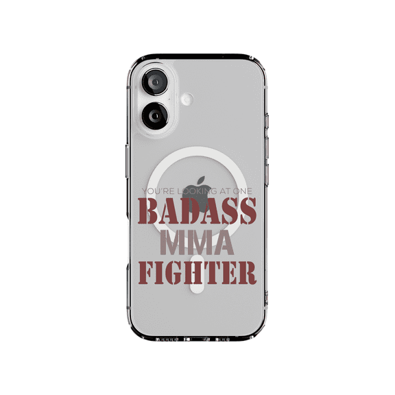 DistinctInk Hybrid Clear Case Compatible with MagSafe for iPhone 17 - Badass MMA Fighter Design
