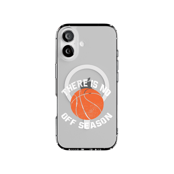 DistinctInk Hybrid Clear Case Compatible with MagSafe for iPhone 17 - Basketball There is No Off Season