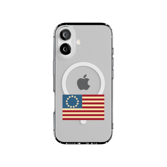 DistinctInk Hybrid Clear Case Compatible with MagSafe for iPhone 17 - Betsy Ross Flag Patriotic Design
