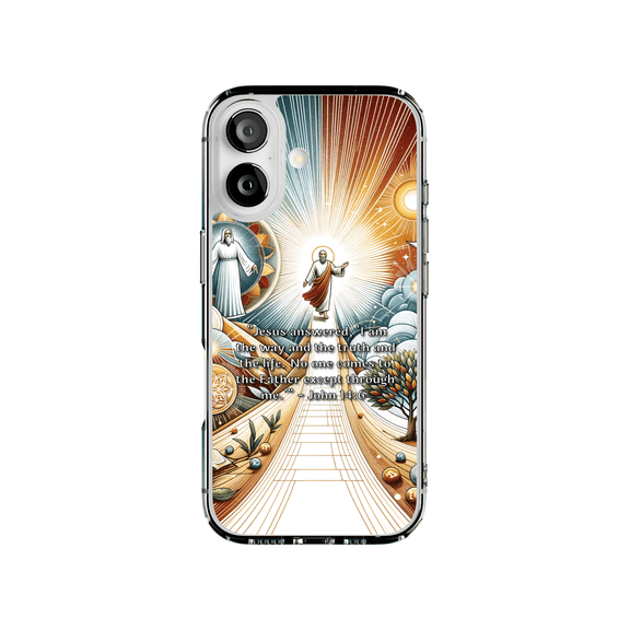 DistinctInk Hybrid Clear Case Compatible with MagSafe for iPhone 17 - Jesus The Way Truth and Life Design