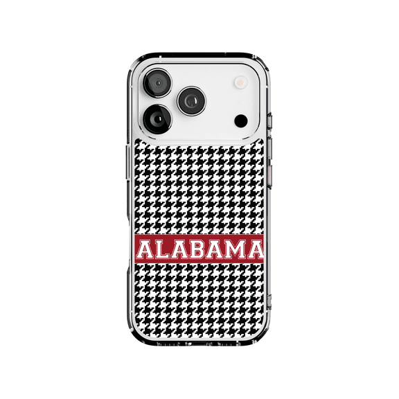 DistinctInk Hybrid Clear Case Compatible with MagSafe for iPhone 17 Pro- Alabama Houndstooth Pattern Design