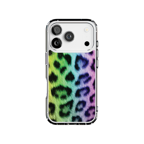 DistinctInk MagSafe Clear Case for Apple iPhone 17 Pro (6.3" Screen) - Rainbow Leopard Cheetah Fur Print - Lightweight Grip