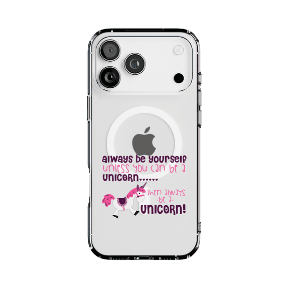 DistinctInk Hybrid Clear Case Compatible with MagSafe for iPhone 17 Pro Max- Always Be a Unicorn Fun Design