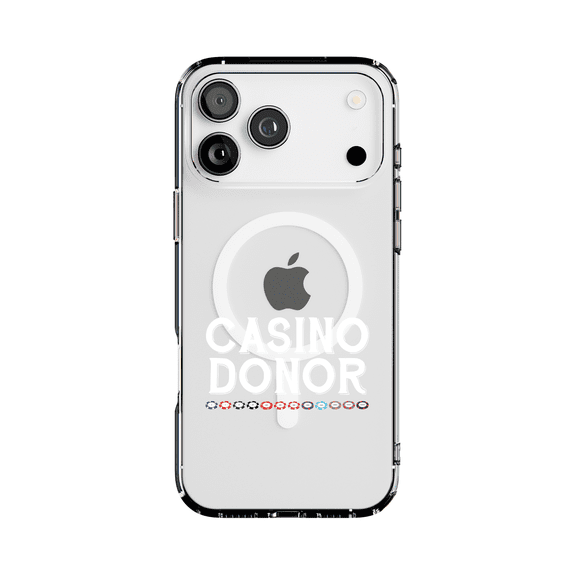 DistinctInk Hybrid Clear Case Compatible with MagSafe for iPhone 17 Pro Max- Casino Donor Poker Chips Design