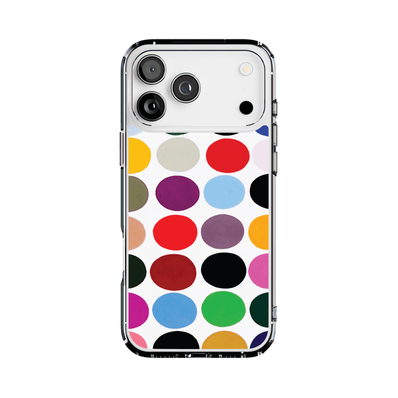 DistinctInk Hybrid Clear Case Compatible with MagSafe for iPhone 17 Pro Max- Colorful Rainbow Dots Pattern