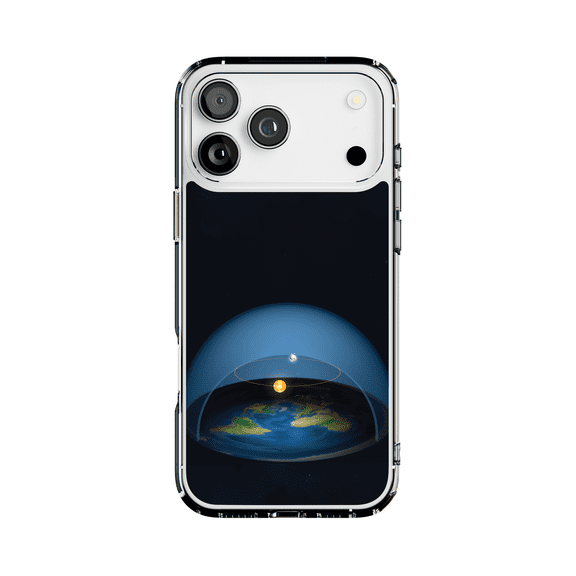 DistinctInk MagSafe Clear Case for Apple iPhone 17 Pro Max (6.9" Screen) - Flat Earth Map - Raised Bezel Screen Guard