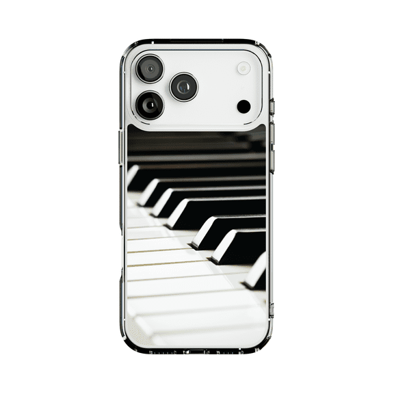 DistinctInk Hybrid Clear Case Compatible with MagSafe for iPhone 17 Pro Max- Keys of Harmony: A Piano's Melody