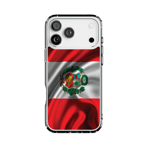 DistinctInk Hybrid Clear Case Compatible with MagSafe for iPhone 17 Pro Max- Peru National Flag Crest Design