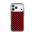 thumbnail image 1 of DistinctInk Hybrid Clear Case Compatible with MagSafe for iPhone 17 Pro Max- Red Black Checkered Pattern Design, 1 of 1
