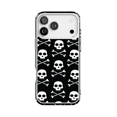 thumbnail image 1 of DistinctInk Hybrid Clear Case Compatible with MagSafe for iPhone 17 Pro Max- Skull and Crossbones Black White Pattern, 1 of 1