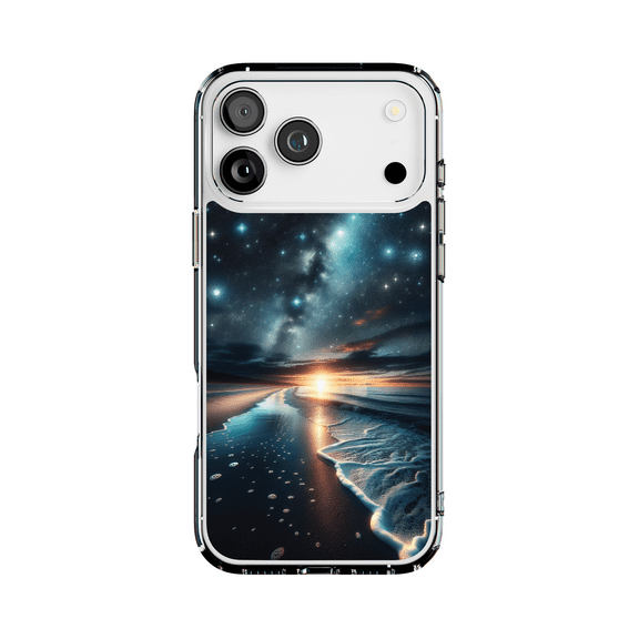 DistinctInk MagSafe Clear Case for Apple iPhone 17 Pro Max (6.9" Screen) - Starry Ocean Night with Glowing Skies - Wireless Charging Compatible