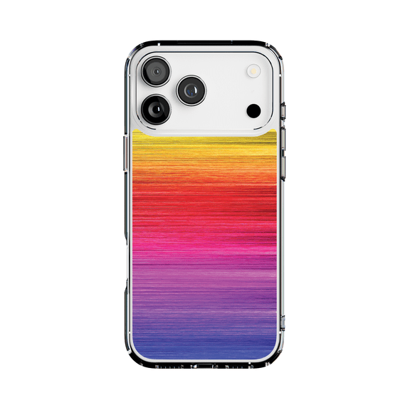 DistinctInk MagSafe Clear Case for Apple iPhone 17 Pro Max (6.9" Screen) - Rainbow Shimmering Lines - Shockproof Protection